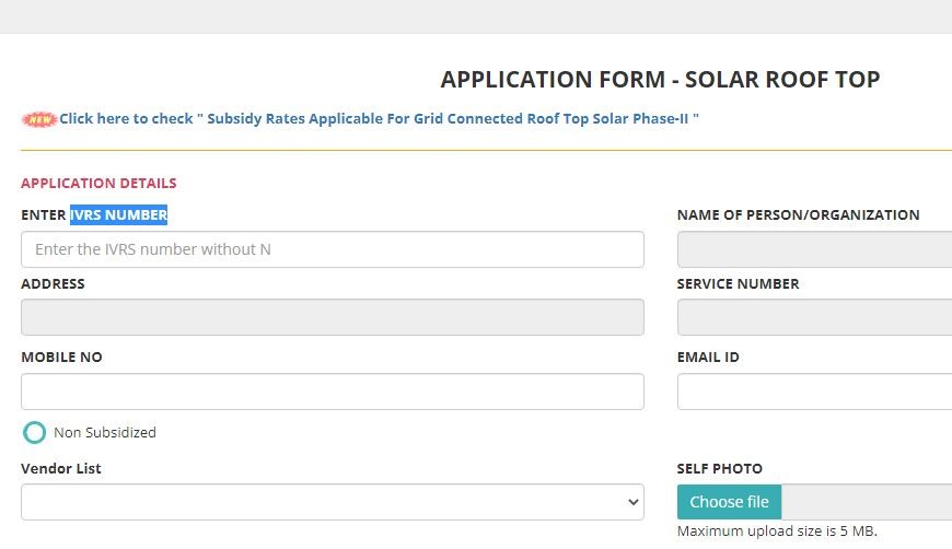 APPLICATION FORM MP SOLAR ROOF TOP