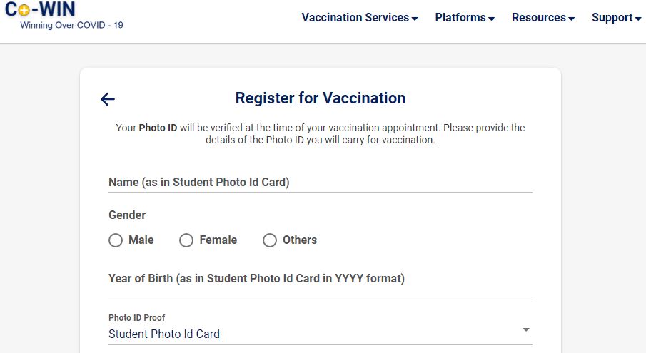 Cowin Portal Registration