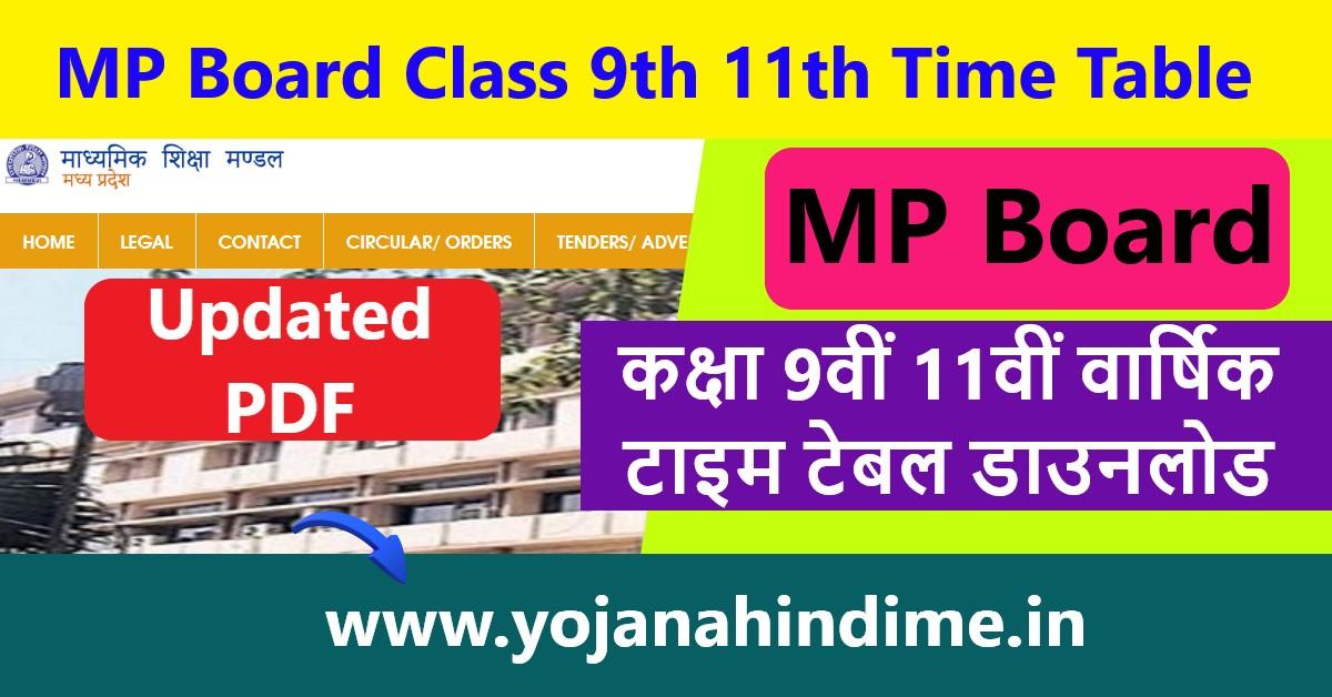 MP Board Class 9th 11th Time Table